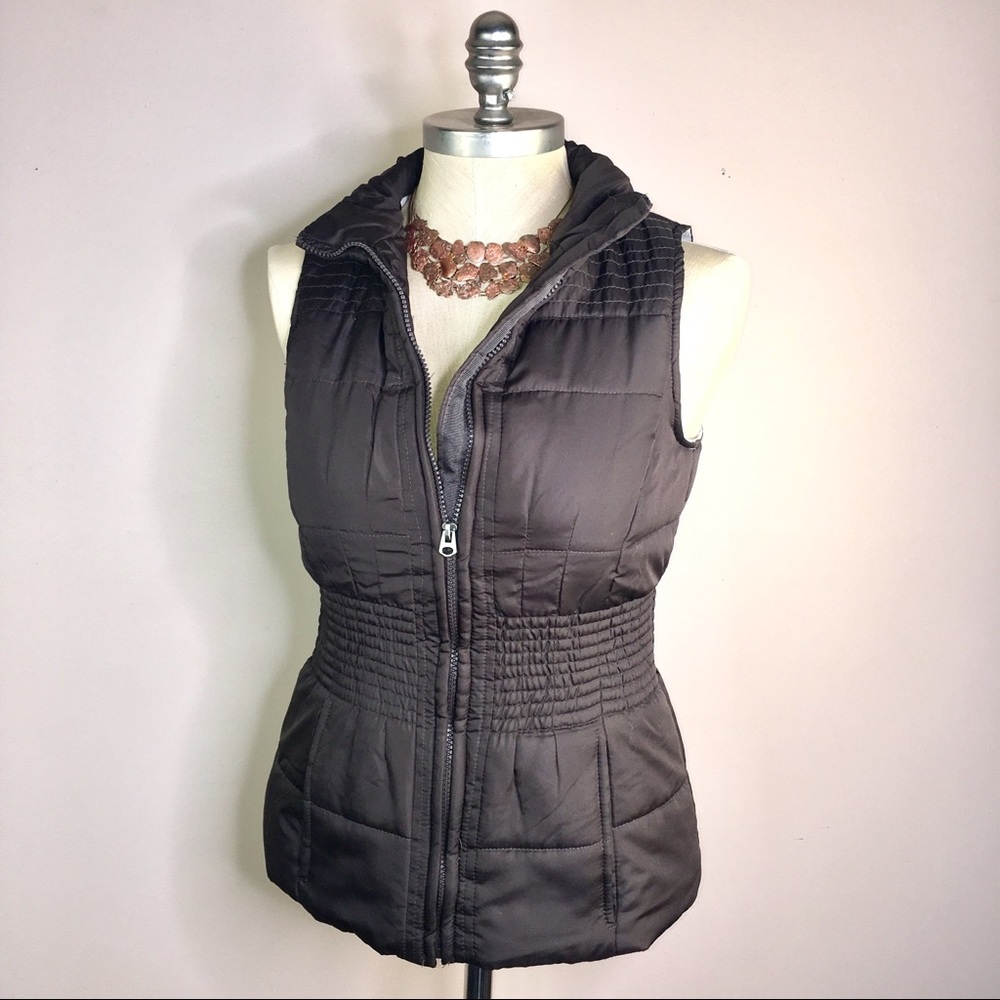 Outer Edge Brown Puffer Vest Zip Front S 1459